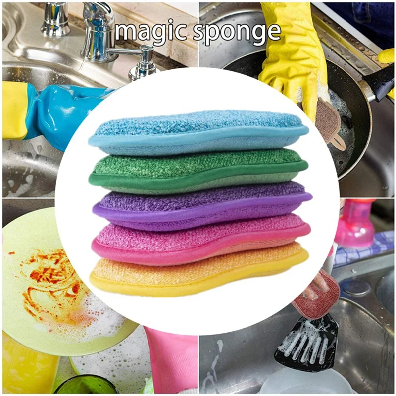 10PCS Scrub Sponges for Dishes Non Scratch Microfiber Sponge Non Stick