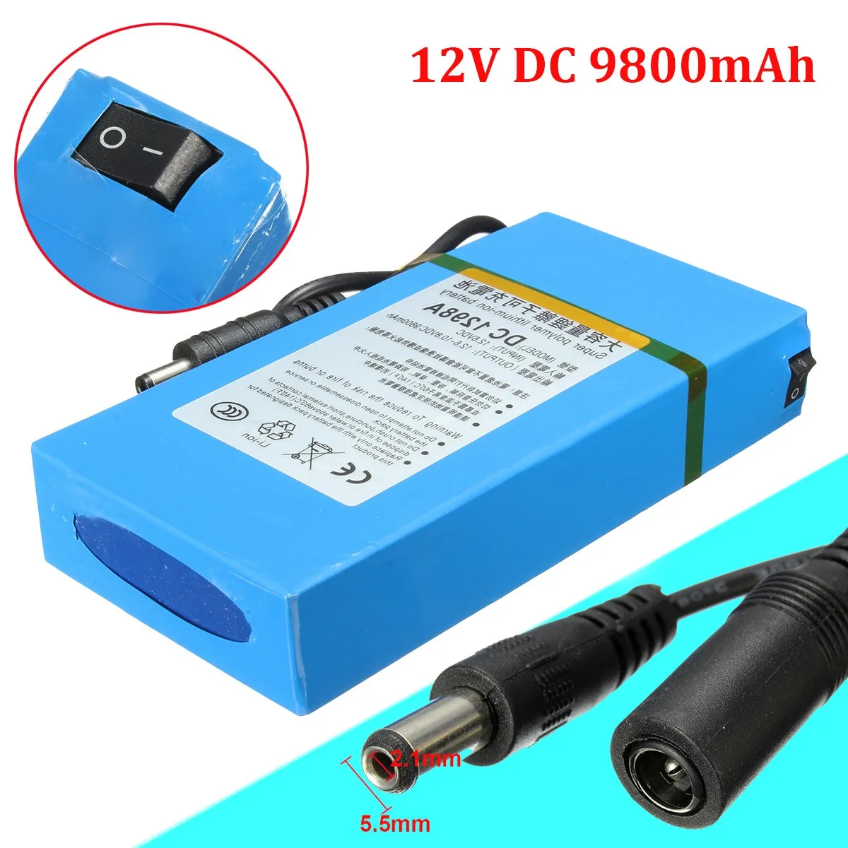 9800mAh DC 12V мощный Multipurpos литий-ионный аккумулятор для камеры видеонаблюдения