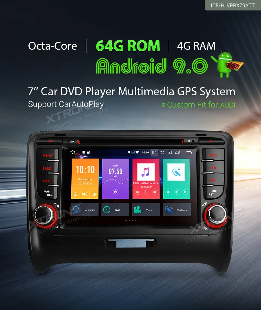 Top XTRONS Android 9.0 PX5 Octa Core GPS Navigation Radio Car DVD Player OBD for Audi TT MK2 8J 2006 2007 2008 2009 2010 2011 2012 0
