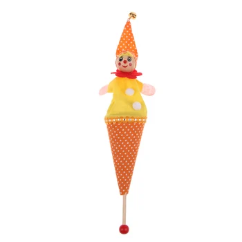

1PC Baby Rattle Toys Retractable Smiling Clown Hide Seek Play Jingle Bell Wooden Educational Toys Newborns Doll Random Color