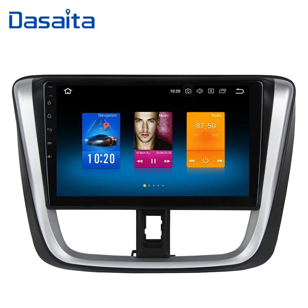 Dasaita Android 9.0 Car Mutimedia for Toyota Vios Yaris Radio 2017 10.2&quot IPS Touch Screen Octa Core 32G ROM 1024*600 MP3 RDS |