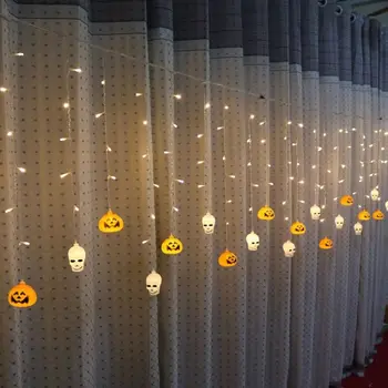 

Halloween Smiley Pumpkin Skull String Light Curtain LED 8 Modes Home Decor