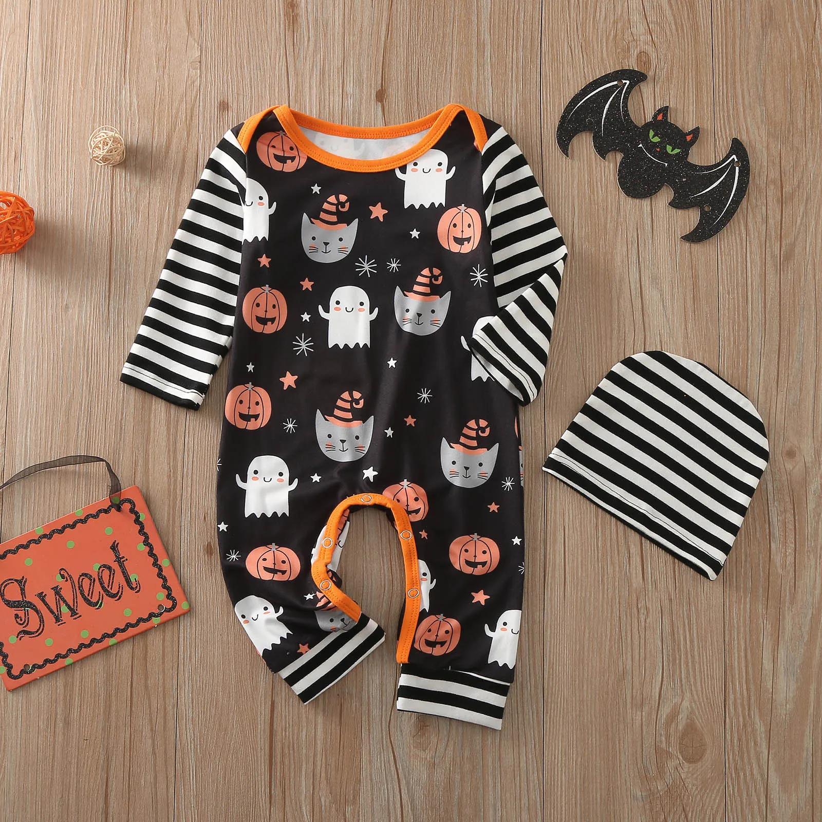 Halloween Baby Romper Toddler Infant Baby Girl Fall Clothes Ghosts Pumpkin Romper Playsuit