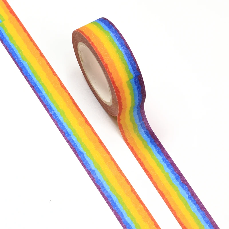 NEW 10pcs/Lot Decorative Laminated Rainbow Glitter Washi Tapes DIY