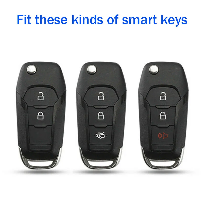 

Carbon Fiber Style Car Key Case Holder Protector Cover Accessories For Ford 8*4*1.7cm Black Car key Protective Cover