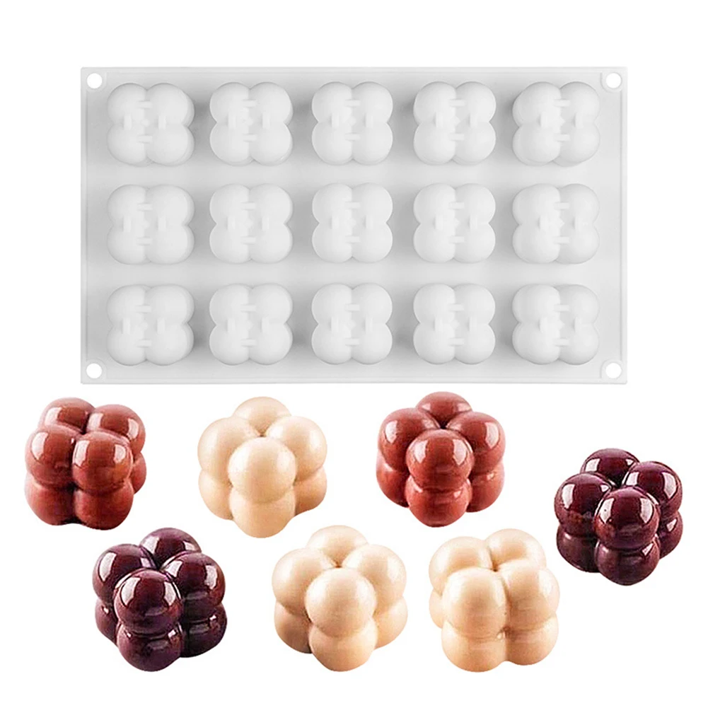 

15 Cavities Silicone Candle Mould 3D Cube Candles Molds Wax Soap Mold DIY Non-stick Jelly Ice Cream Kitchen Dessert Cake Mold