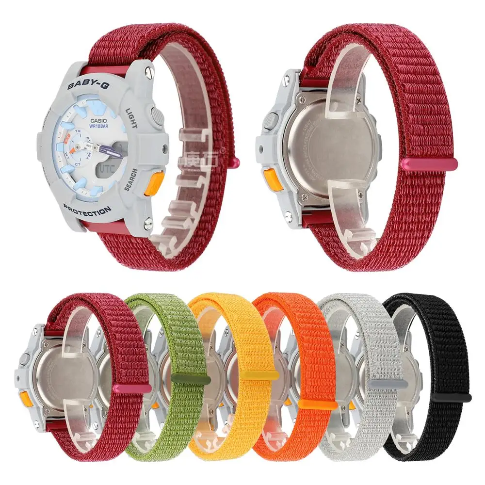 

Gengshi Nylon loop Watch Band Strap Fit For Casio G Shock BABY-G BGA-180 BABY-G BGA-185 BGA-180-2B 185-2APR