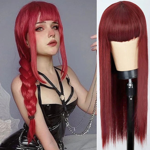 Lolita synthetic Wig Pink Wig Blonde wig Long Streight hair With Bangs Natural wigs For women hair Cosplay Wig JIUHONG