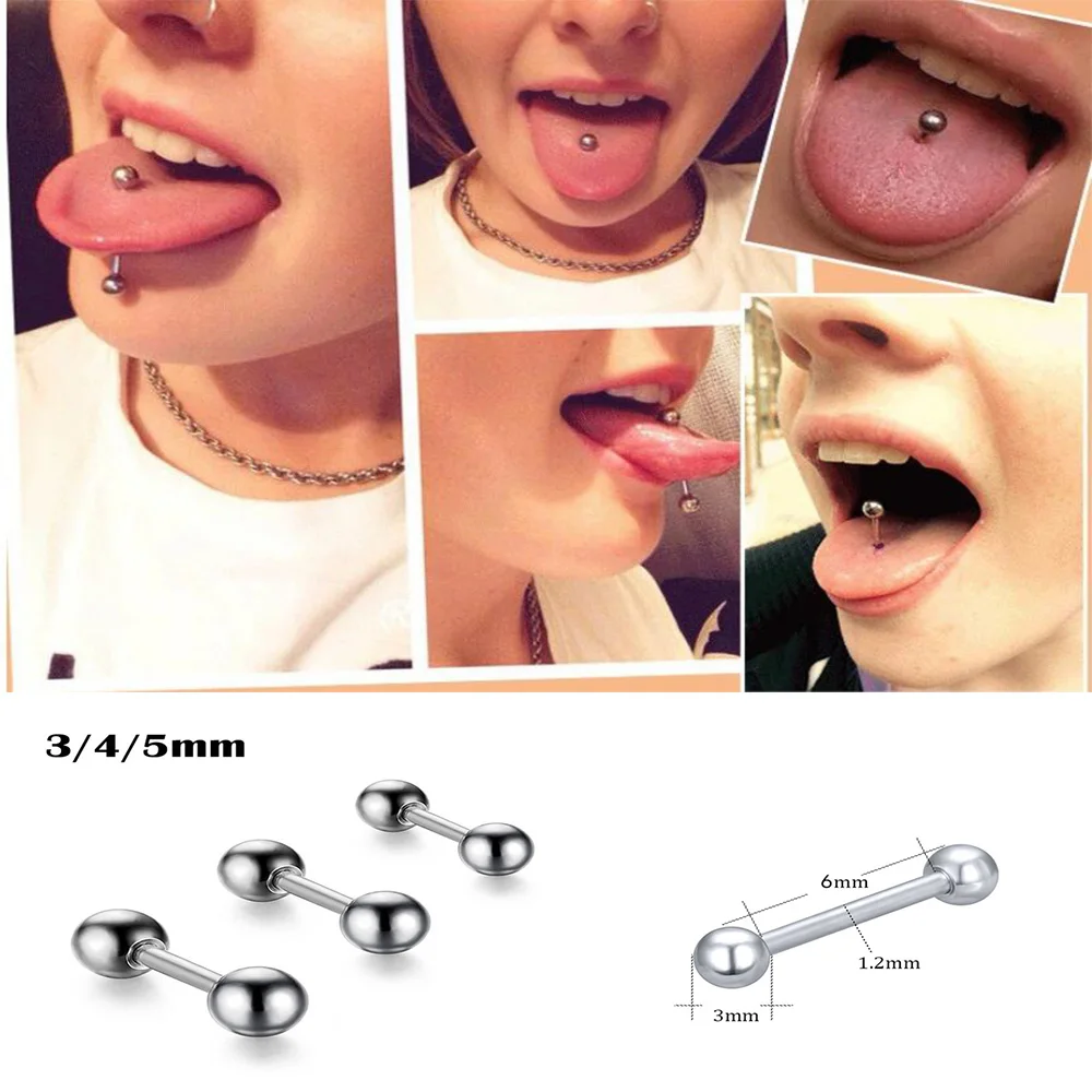 

Percing Langue 2pcs Steel Balls Straight Barbell Ear Piercing Tongue Bar Surgical Steel Eyebrow Tragus Nipple Ring Perforated
