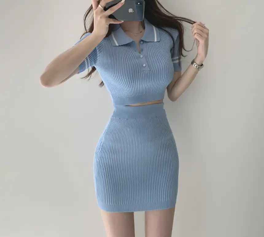 knitted two piece skirt and top