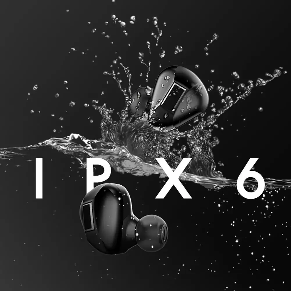 Беспроводной портативный Bluetooth V5.0 наушники-вкладыши IPX6 жизнь водонепроницаемый спортивные наушники с цифровым дисплеем зарядная коробка