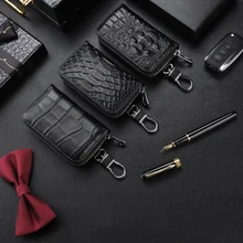 

Fashion Unisex Genuine Leather Car Key Case Crocodile Pattern Key_Case Multi Rings Key Fob Case For Lday