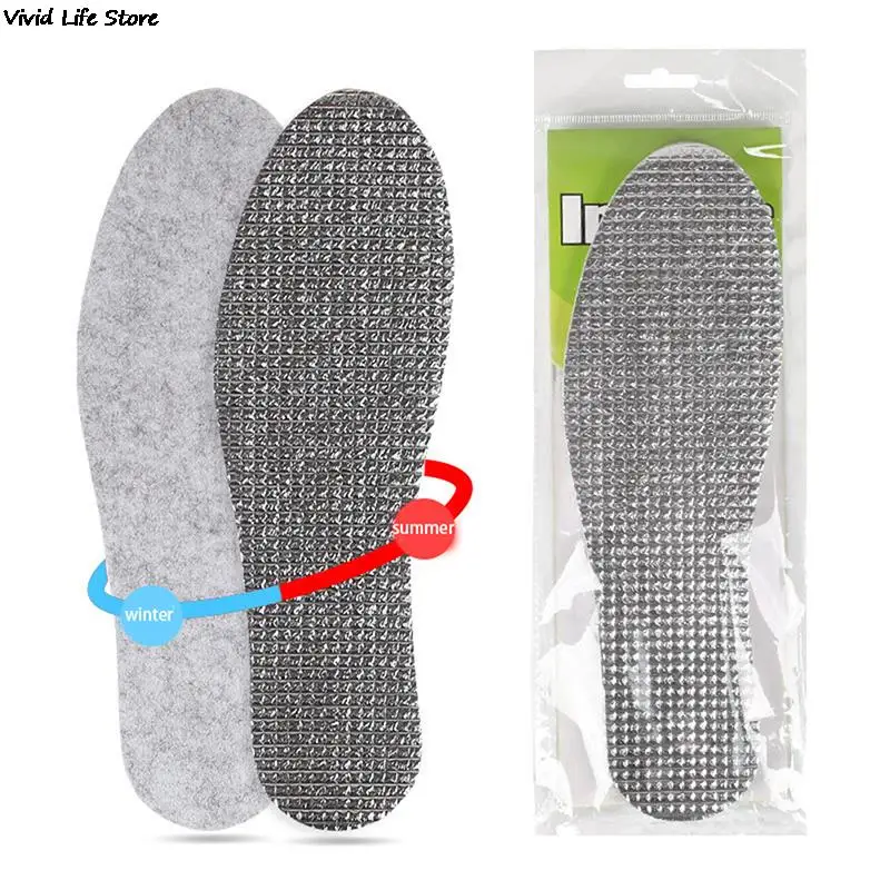 Felt Aluminum Foil Insoles Winter Warm Summer Cool Waterproof Wool Shoe Pads for Men Women Comfortable Insert Soles