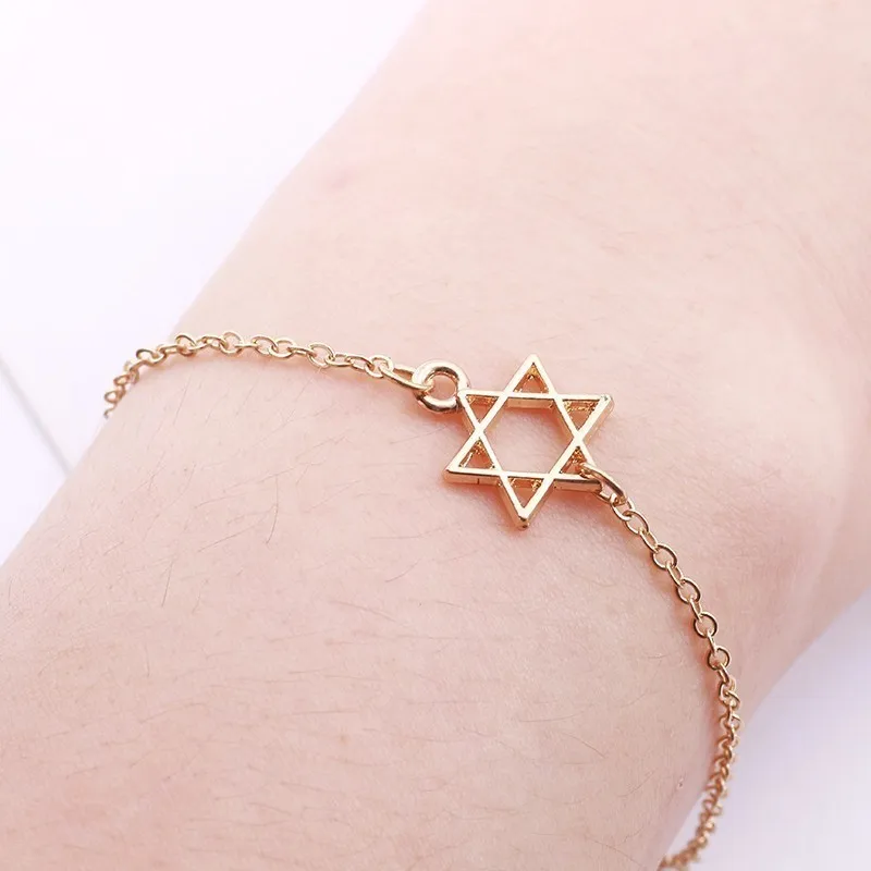 Минималистичные браслеты с подвеской в виде шестиконечной звезды для женщин и девочек, браслеты с еврейским религиозным символом Давида, Женские Ювелирные изделия, подарок