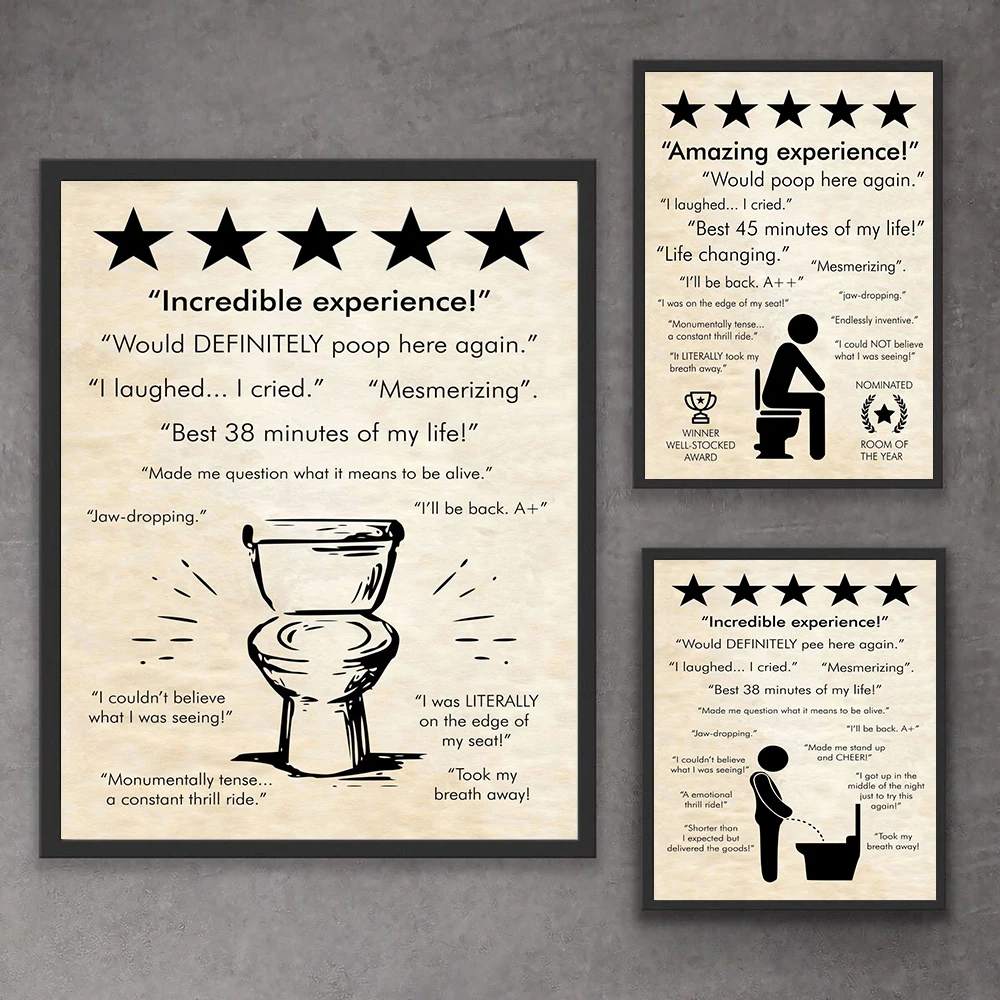 Incredibile Toilet Pee Craft Quote Sign Print Poster Incredibile Esperienza Wall Art Canvas Painting 5 Star Bagno Decor Pictures