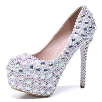 

Sexy Women Pumps Ladies Wedding Sequined Cloth Slip On Thin High Heels Round Toe Dress Party waterproof Bling shoes for women