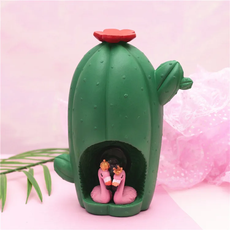 Creative Northern European-Style Cactus Small Ornaments Coin Bank Flamingo Small Night Lamp Light Included Savings Bank Students