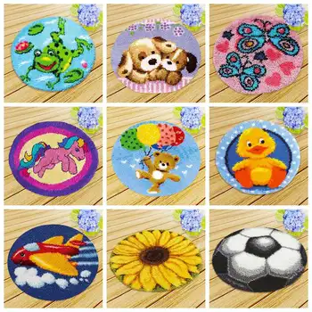 

Animal Flower Donkey Bear Embroidery Hook Rug Kit diy DIY Needlework Sets Unfinished Crocheting Yarn Mat Latch Hook Rugs Kits