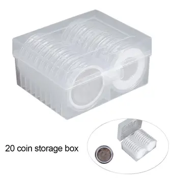 

Rectangular Clear Plastic Storage Box Display Collection Case Protector Organizer For 20pcs 46mm Coin Capsules Holder