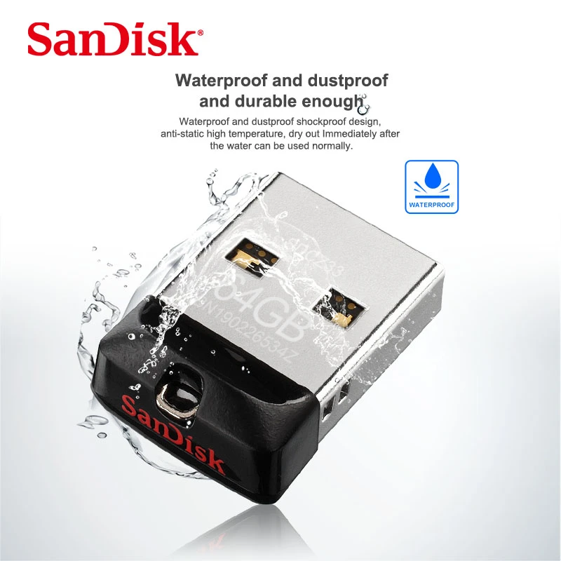 100% Original SanDisk USB Flash Drive Cruzer Fit CZ33 64GB 32GB 16GB Super Mini Pen Drive USB 2.0 Memory Stick 8GB U Disk 16 gb usb