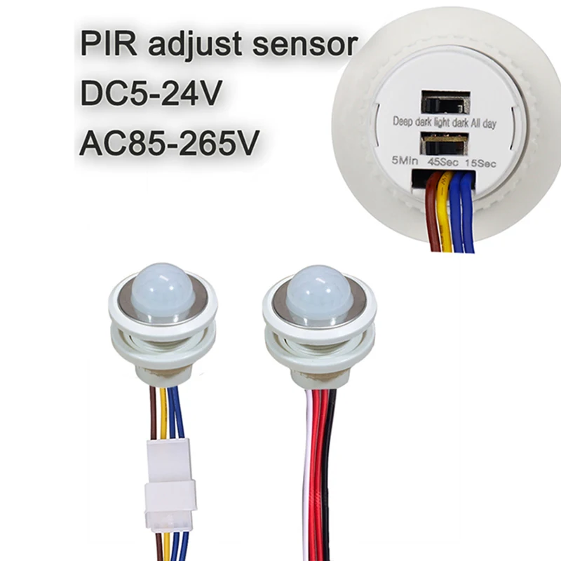 DC5V 12V 24V PIR Motion Sensor Light Switch 220V 110V Time Delay/Mode Adjust Infrared Human Body Detector Auto Control | Обустройство