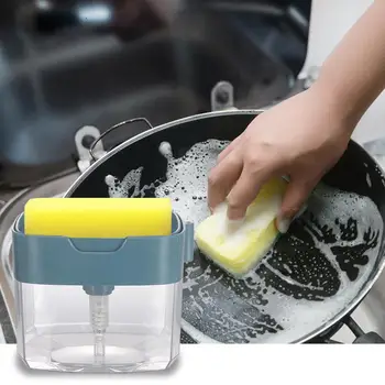 

2 In 1 Soap Pump Dispenser And Sponge Holder Manual Press Liquid Soap Pump Caddy With Washing Sponge With Washing Sponge