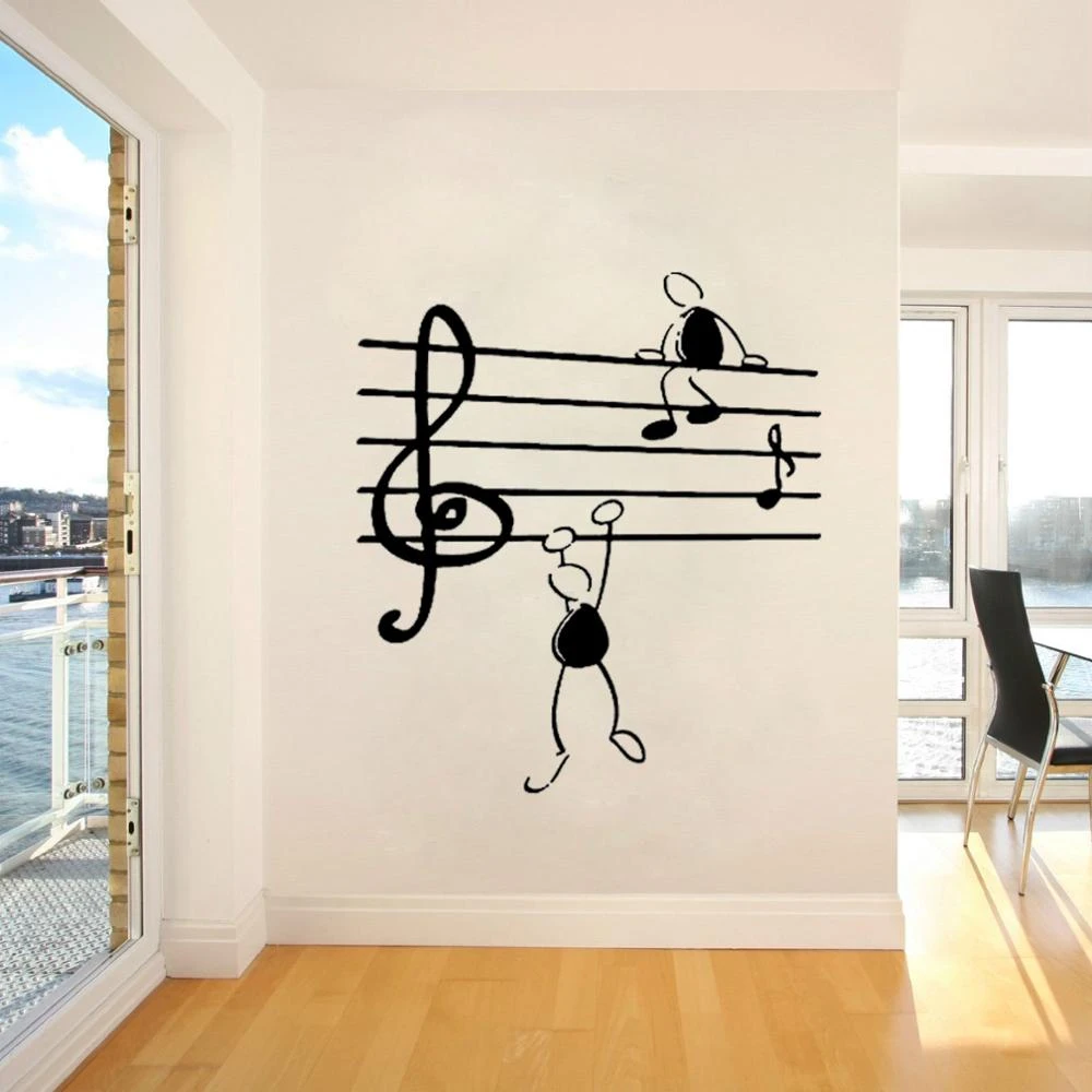 Wall Sticker Music Notes Funny Guys For Living Room Vinyl Stickers  Instrumen Art Creative Airplanes With Clouds Cx165 - Wall Stickers -  AliExpress