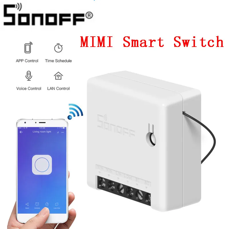 SONOFF мини Wifi умный переключатель модуль 110-240 В 2300 Вт контрольный Лер светильник с таймером переключатель голосового управления работа с Amazon Alexa Google