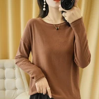 100% Cotton Women Knit Sweater Crimped Edge O-Neck Pullover Bottoming Pure Cotton Sweater Spring Autumn New Tops Clothes - Image 3