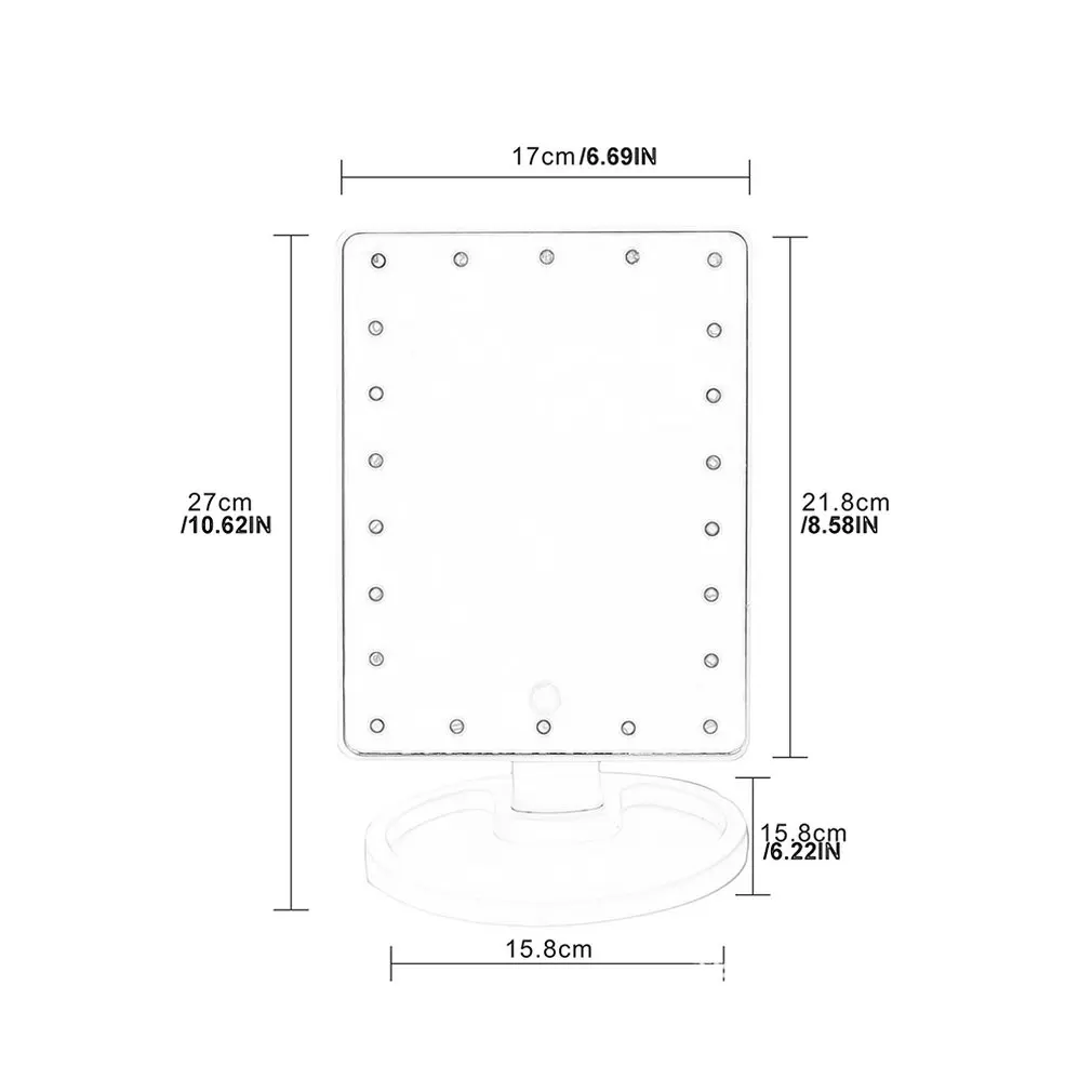 Зеркало для макияжа с 16 светодиодами, косметическое зеркало с сенсорным диммером, подставка на батарейках для настольной ванной и путешествий