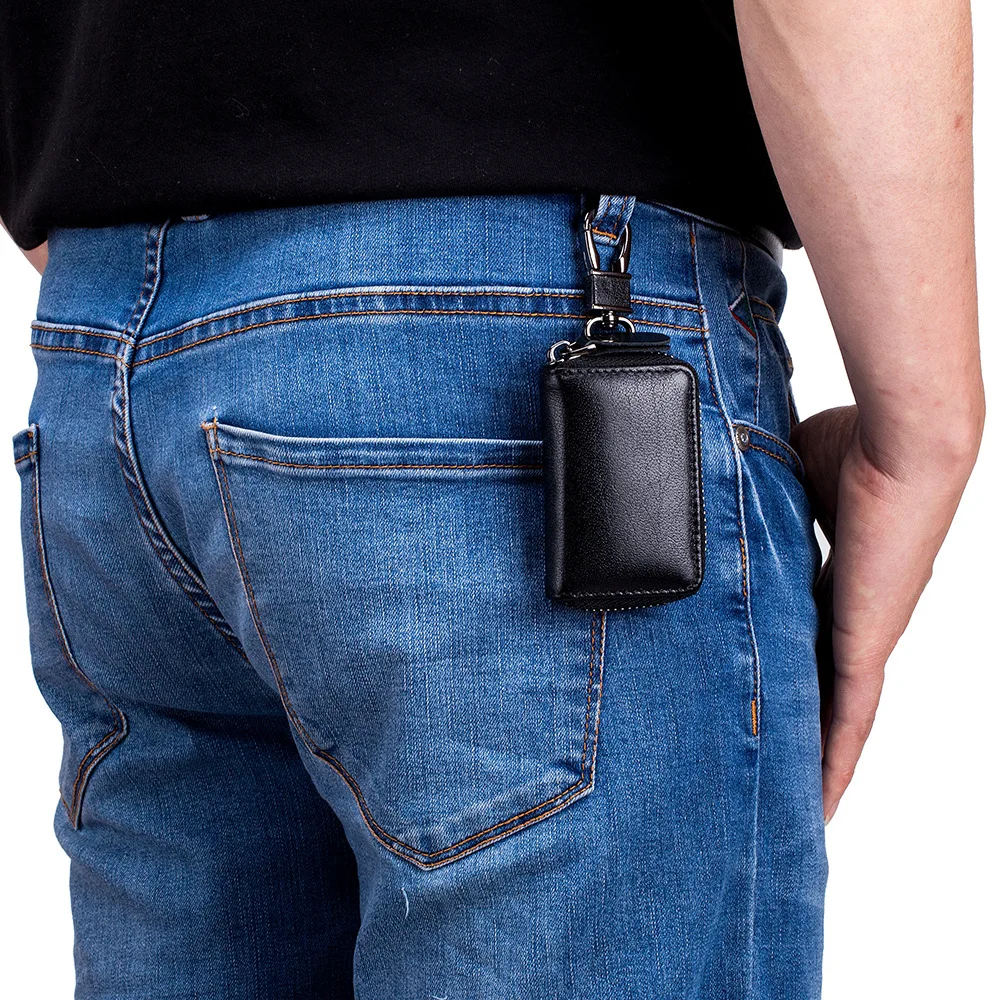 New Car Key Bag Cover High Quality Leather Keychain Car Key Case for Men Casual Mini Automobile Key Holder Organizer Pouch Women