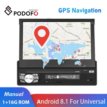 

Podofo 1din car radio 7" Android 8.1 Car Radio Multimedia Player GPS navigation WiFi mirrorlink 1Din for universal autoradio