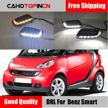 Светодиодные дневные ходовые огни drl для Mercedes-benz smart fortwo 2008-2011 с динамическим движущимся желтым поворотным сигналом