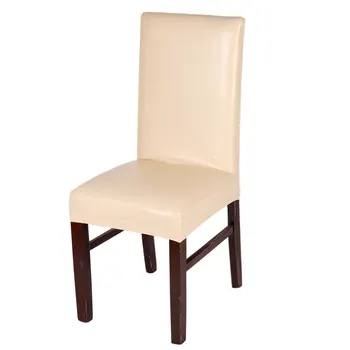 

Wedding PU Leather Protective Solid Restaurant Seat Dining Room Waterproof Oilproof Stretchable Home Decoration Chair Cover
