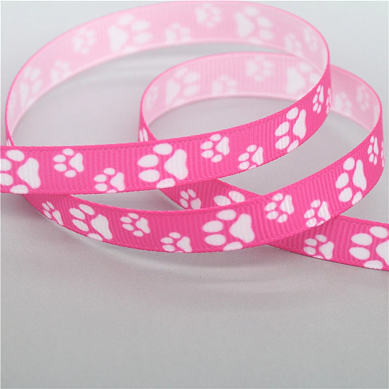 DHK 3/8inch 10yards Dog Paw Printed Grosgrain Ribbon Accessories Sewing Craft Headwear DIY Decoration DIY 9mm B2144