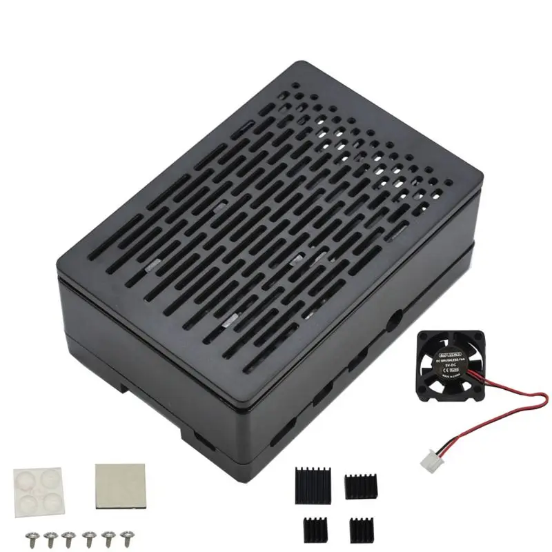 Black Heatsink 1 комплект ABS защитный чехол Корпус с охлаждающим вентилятором для Raspberry Pi 4B - Цвет: Black Heatsink