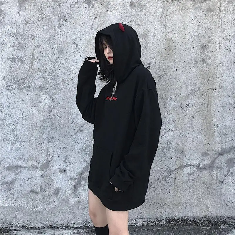  Joinyouth Plus Size Women BF Style Hooded Sweatshirt Devil Wing Causal Oversize Hoody Autumn Winter