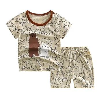 

baby girls clothes summer children boy clothing set cartoon cotton t shirt+shorts suits kids boys and girls clothing