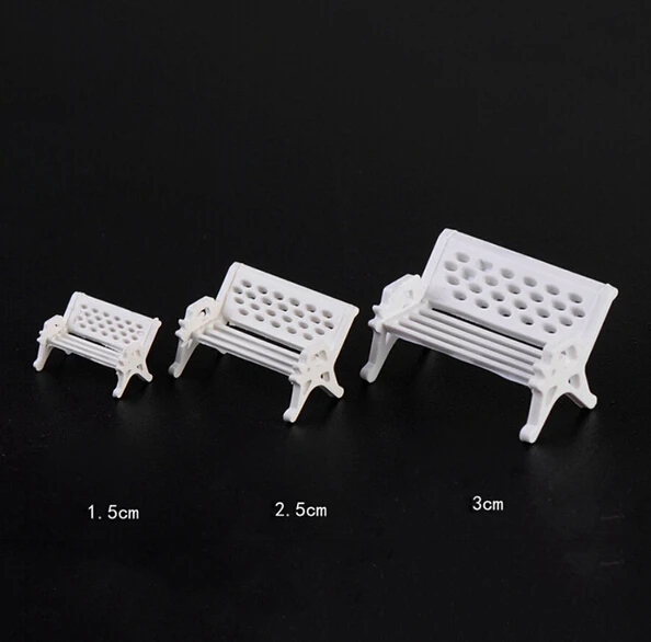 Micro Landscape White Decorated Bench Pastoral Style Fairy Garden Gnome Terrarium Decor Crafts Bonsai Beautiful House Miniatures - Габаритные размеры: M