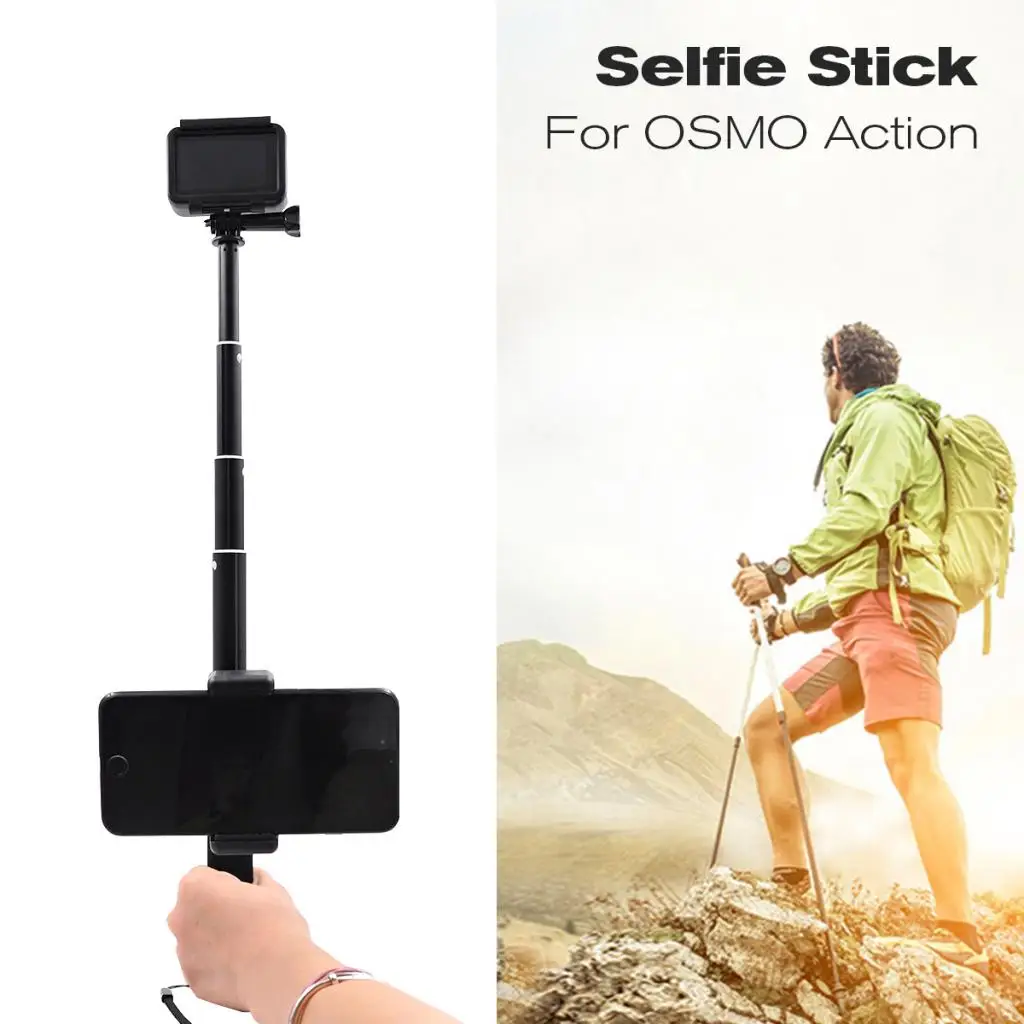Telescoping Selfie Stick For DJI OSMO Sports Action Camera Cam And Cell Phone Holder Bike Handlebar Mount Selfie Stick