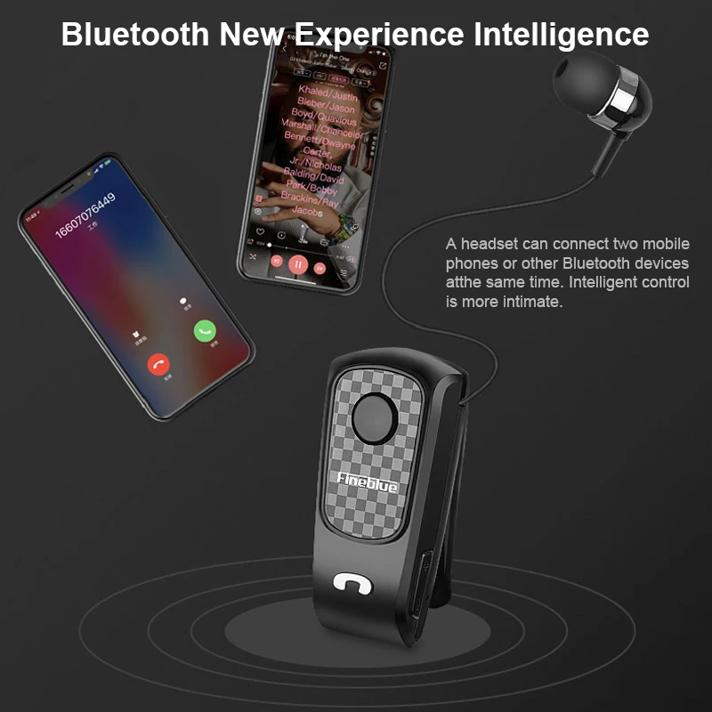 Fineblue F PLUS Mini Беспроводная Bluetooth V4.0 гарнитура наушники-вкладыши без рук с микрофоном Вибрация оповещения карбоновый дизайн