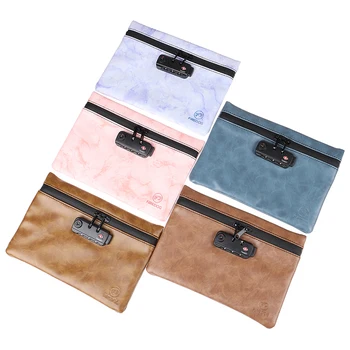 

Smoking Smell Proof Bag Leather Tobacco Pouch With Combination Lock Waterproof Herb Odor Proof Stash Container Case Storage