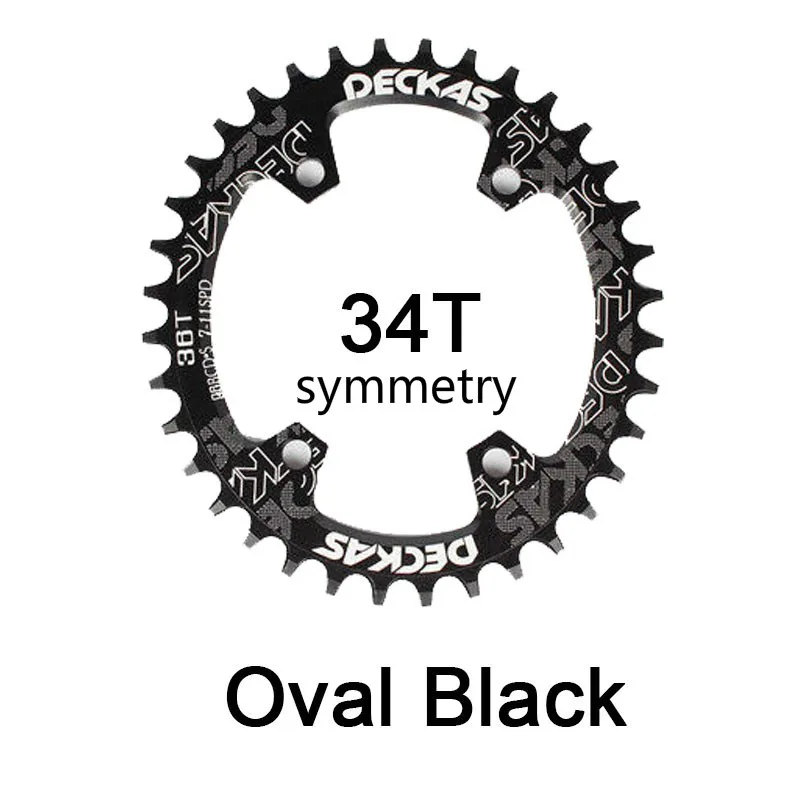 Oval-Black-34T Deckas Звездочка 96BCD 32 T/34 T/36 T/38 T круглая овальная узкая широкая Звездочка MTB для шоссейного велосипеда запчасти для велосипеда - Цвет: Oval-Black-34T