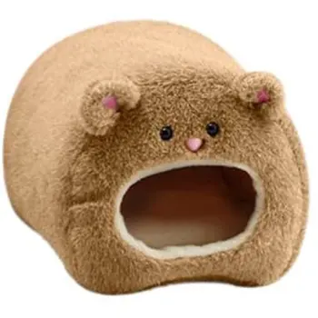 

Brown bear cub hamster nest Winter Warm Fleece Hanging Cage Hammock Cute House with Bed Mats for Small Furry Animals