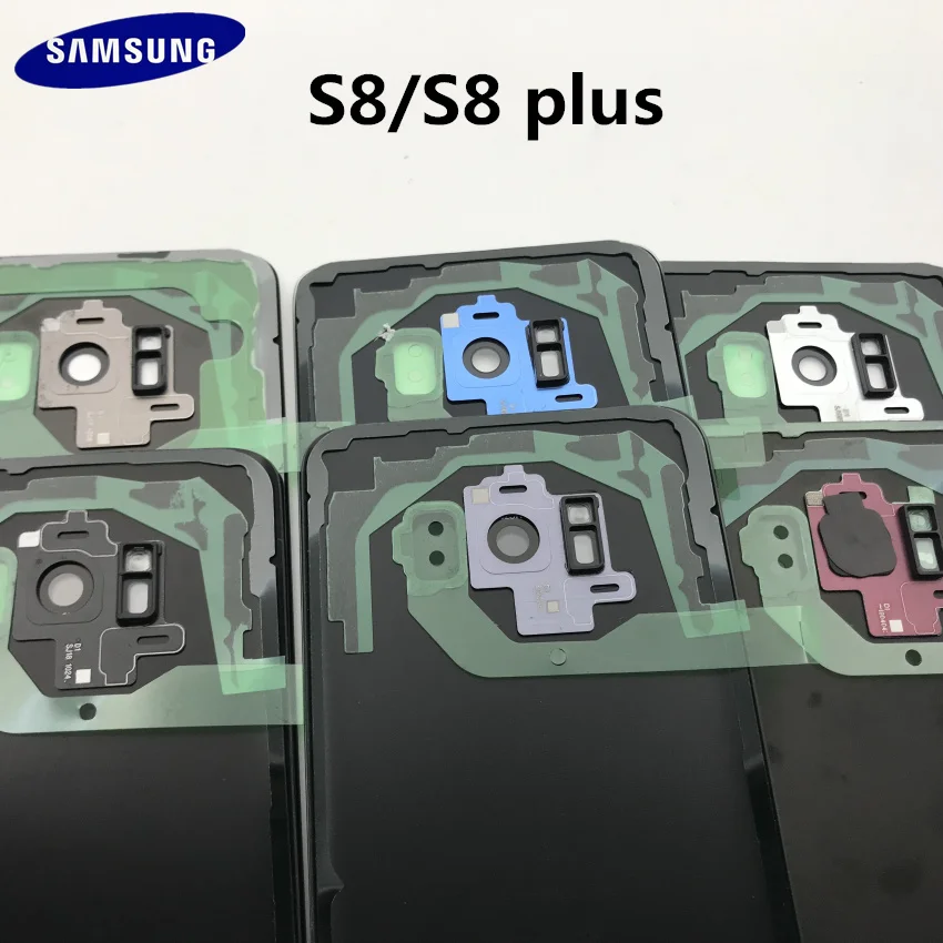 Samsung Galaxy S8 G950 S8 plus G955 задняя крышка батарейного отсека Корпус+ Ушная камера стеклянная рамка объектива Запасные части для ремонта