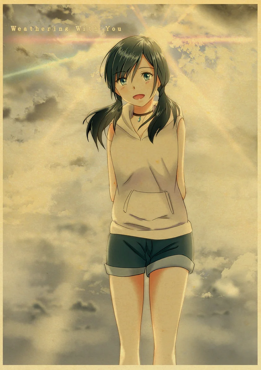 Makoto Shinkai фильм выветривание с вами Ретро плакаты японский унисекс Декор крафт-бумага Детская Спальня Декор - Color: E171