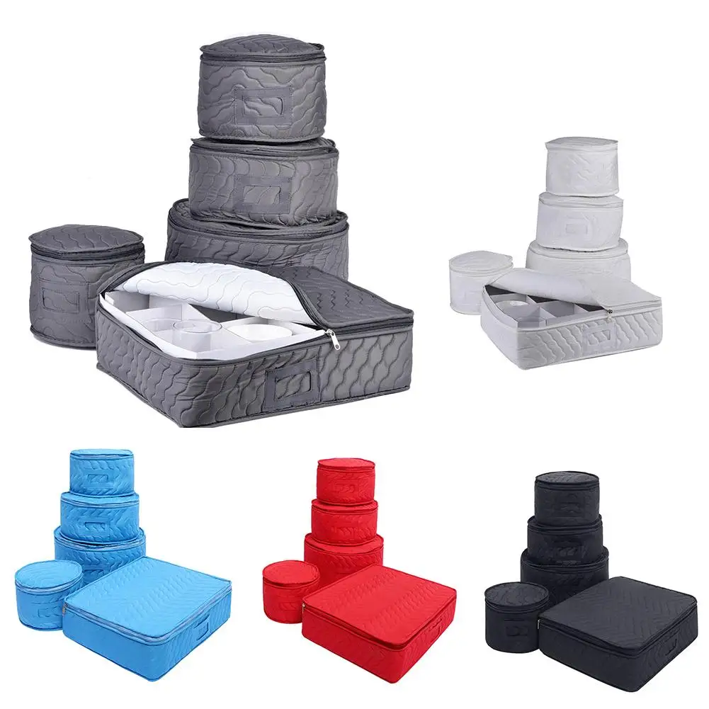 5pcs Dinnerware Storage font b Bag b font Round Plate Cup Felt Protectors font b Case
