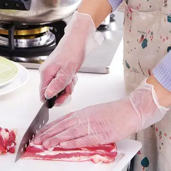 

100 PCS Transparent Disposable PVC Gloves Dishwashing/Kitchen/Latex/Rubber/Garden Gloves Universal For Home Cleaning