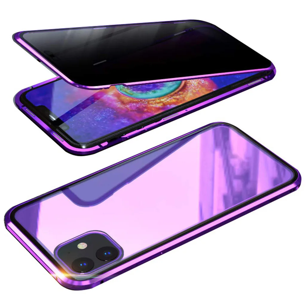 PP Ouhaobin чехол для телефона для iPhone 11 анти-пип Магнитная Адсорбция металлический бампер стеклянная крышка для iPhone 11 Pro для iPhone 11 Pro Max - Цвет: PP