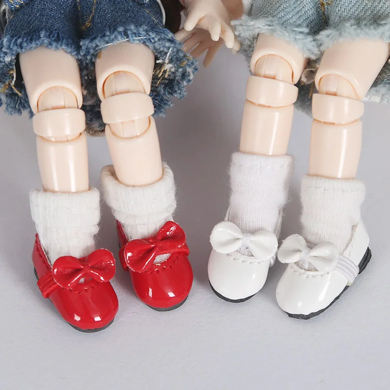 

Ob11 baby shoes bowknot leather shoes 1/12 BJD GSC plain body doll shoes Dolls Accessories